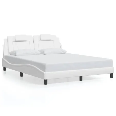 Cadre de lit Viana sans matelas blanc 160x200 cm similicuir