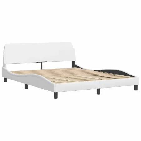 Cadre de lit Viana sans matelas blanc 160x200 cm similicuir