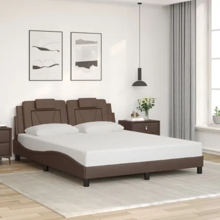 Cadre de lit Viana sans matelas marron 160x200 cm similicuir