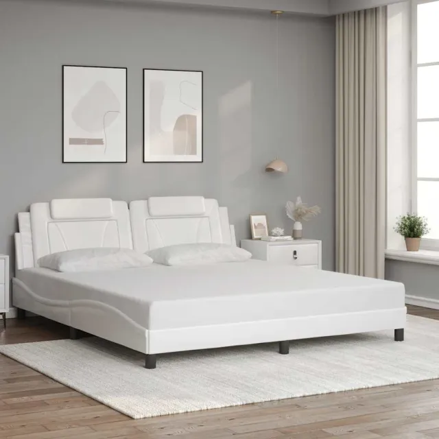 Cadre de lit Viana sans matelas blanc 180x200 cm similicuir