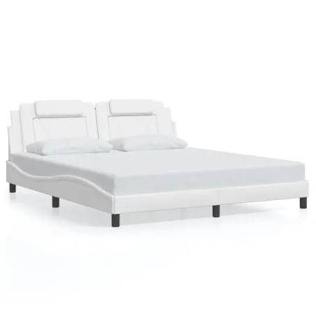 Cadre de lit Viana sans matelas blanc 180x200 cm similicuir