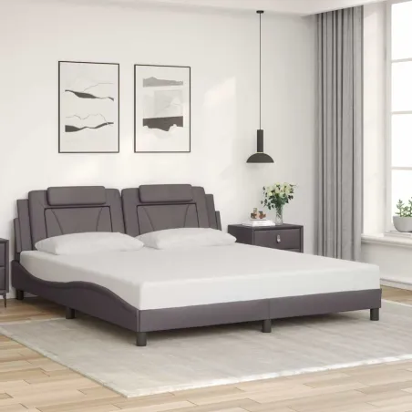 Cadre de lit Viana sans matelas gris 180x200 cm similicuir