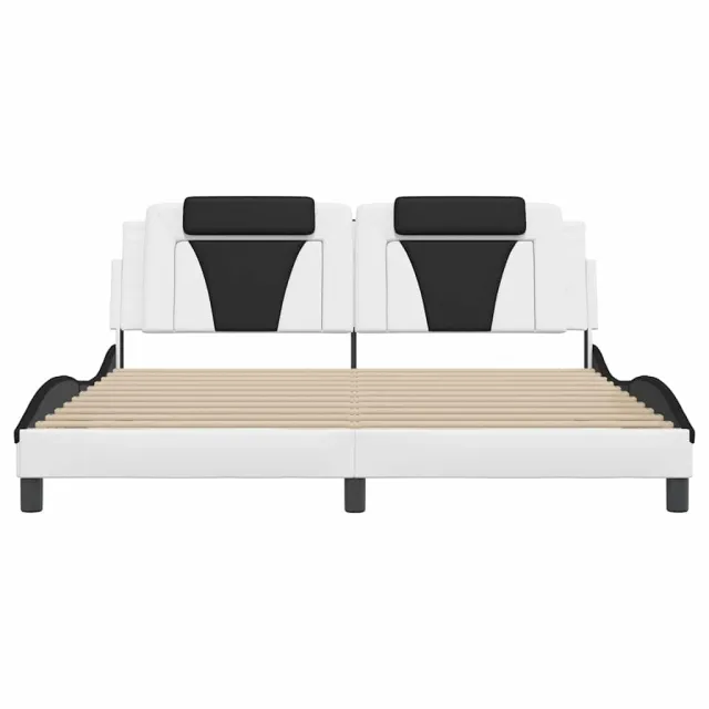 Cadre de lit Viana sans matelas blanc et noir 180x200 cm similicuir