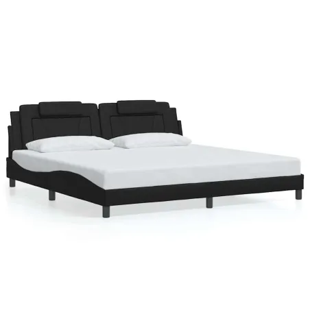 Cadre de lit Viana sans matelas noir 200x200 cm similicuir