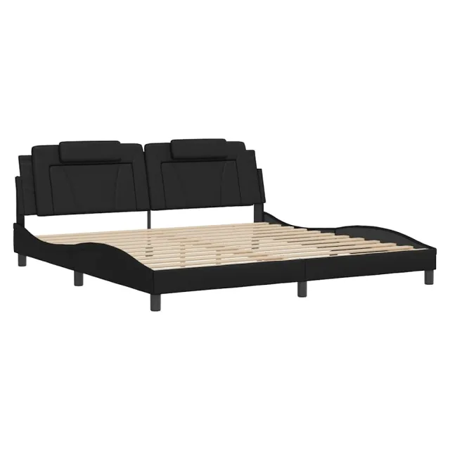 Cadre de lit Viana sans matelas noir 200x200 cm similicuir
