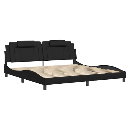 Cadre de lit Viana sans matelas noir 200x200 cm similicuir