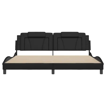Cadre de lit Viana sans matelas noir 200x200 cm similicuir