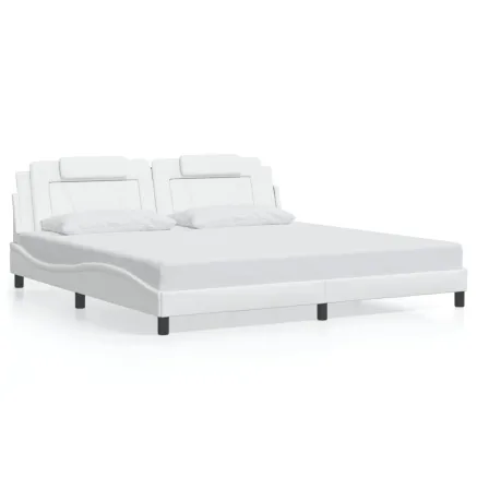 Cadre de lit Viana sans matelas blanc 200x200 cm similicuir 2