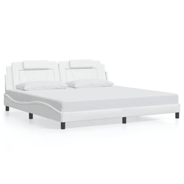 Cadre de lit Viana sans matelas blanc 200x200 cm similicuir
