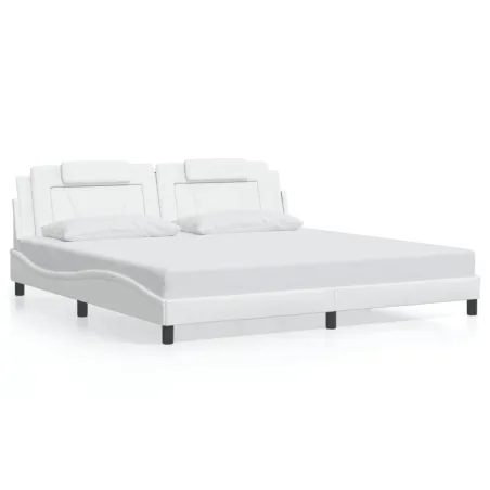 Cadre de lit Viana sans matelas blanc 200x200 cm similicuir