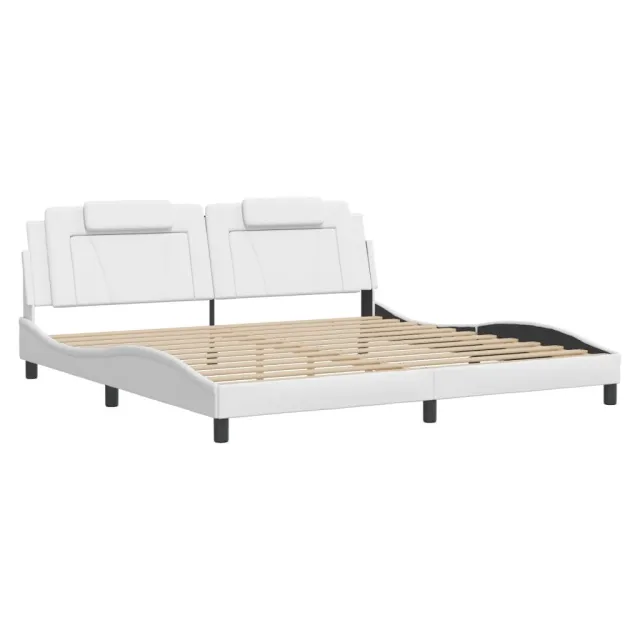 Cadre de lit Viana sans matelas blanc 200x200 cm similicuir