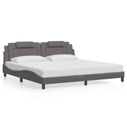 Cadre de lit Viana sans matelas gris 200x200 cm similicuir 2