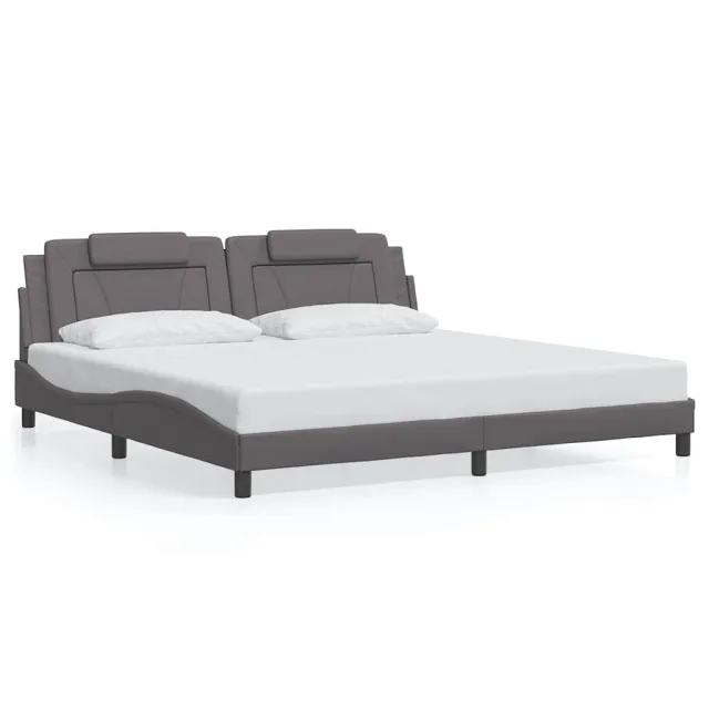 Cadre de lit Viana sans matelas gris 200x200 cm similicuir
