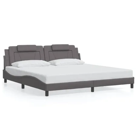 Cadre de lit Viana sans matelas gris 200x200 cm similicuir