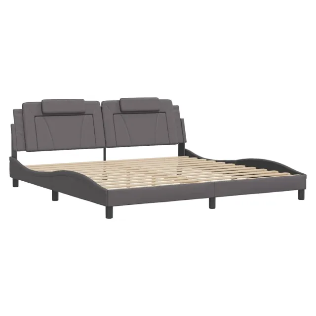 Cadre de lit Viana sans matelas gris 200x200 cm similicuir