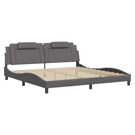Cadre de lit Viana sans matelas gris 200x200 cm similicuir