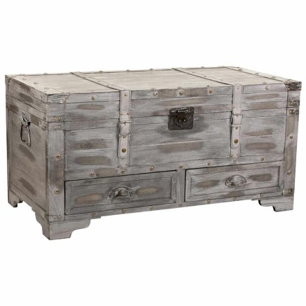 Baule Alexandra House Living Grigio PVC Legno Metallo 45 x 45 x 90 cm