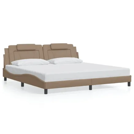 Cadre de lit Viana sans matelas cappuccino 200x200 cm similicuir 2