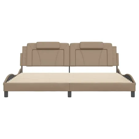 Cadre de lit Viana sans matelas cappuccino 200x200 cm similicuir