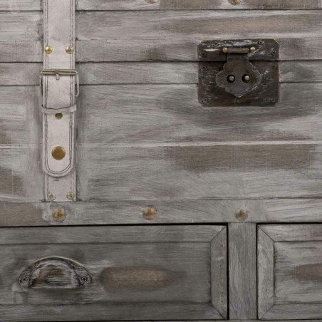 Baúl Alexandra House Living Gris PVC Madera Metal 45 x 45 x 90 cm Est