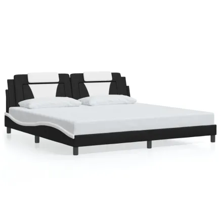 Cadre de lit Viana sans matelas noir et blanc 200x200 cm similicuir 2