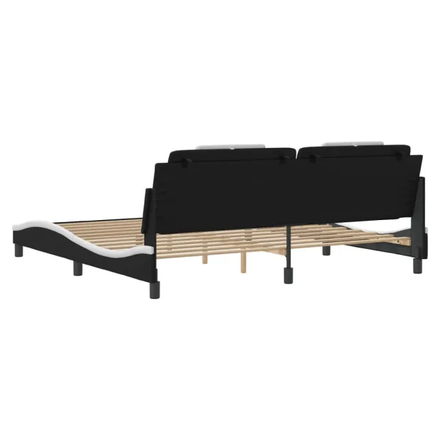 Cadre de lit Viana sans matelas noir et blanc 200x200 cm similicuir