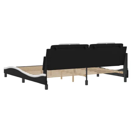 Cadre de lit Viana sans matelas noir et blanc 200x200 cm similicuir
