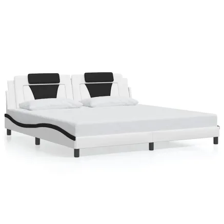 Cadre de lit Viana sans matelas blanc et noir 200x200 cm similicuir 2