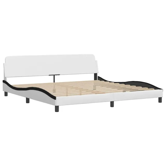 Cadre de lit Viana sans matelas blanc et noir 200x200 cm similicuir