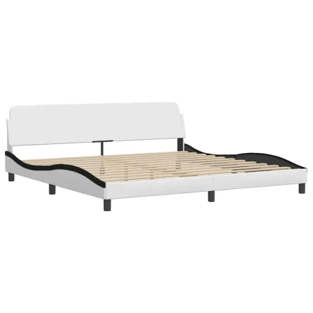 Cadre de lit Viana sans matelas blanc et noir 200x200 cm similicuir