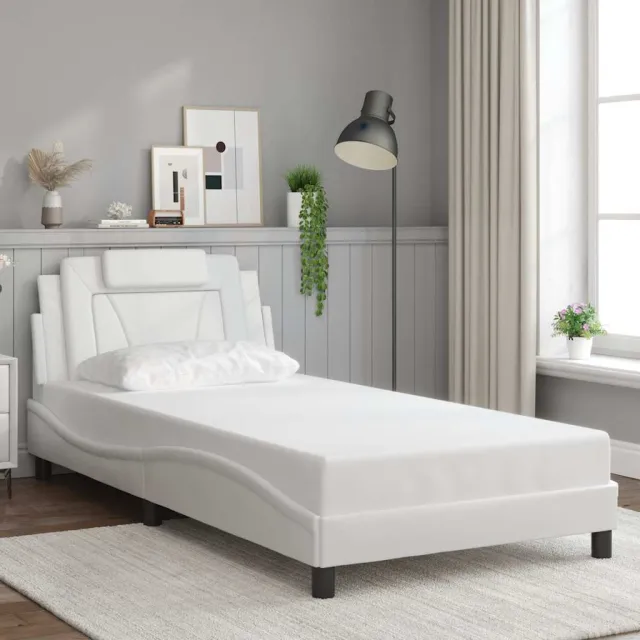Cadre de lit Viana sans matelas blanc 100x203 cm similicuir