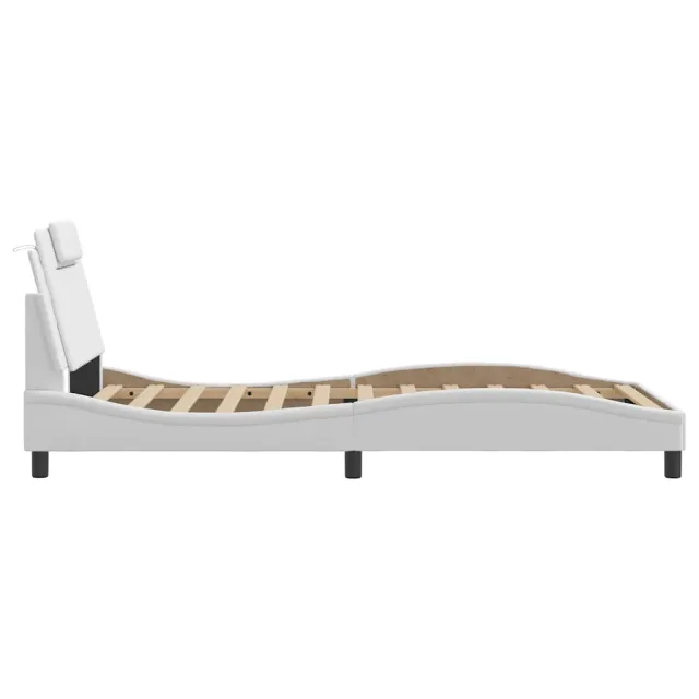 Cadre de lit Viana sans matelas blanc 100x203 cm similicuir