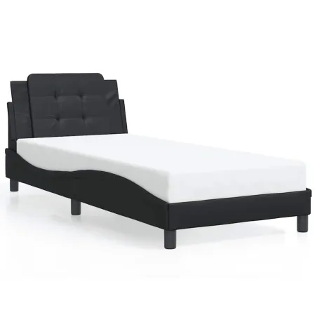 Cadre de lit sans matelas Zadar noir 80x200 cm similicuir