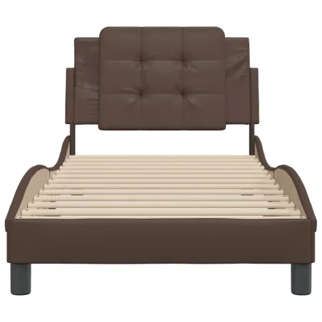 Cadre de lit sans matelas Zadar marron 80x200 cm similicuir