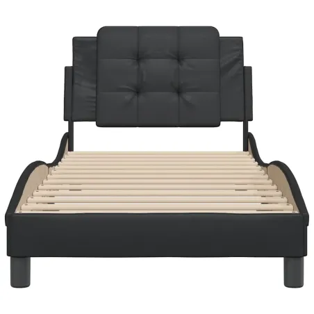 Cadre de lit sans matelas Zadar noir 90x190 cm similicuir