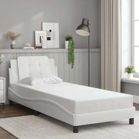 Cadre de lit sans matelas Zadar blanc 90x190 cm similicuir