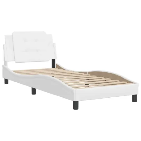 Cadre de lit sans matelas Zadar blanc 90x190 cm similicuir