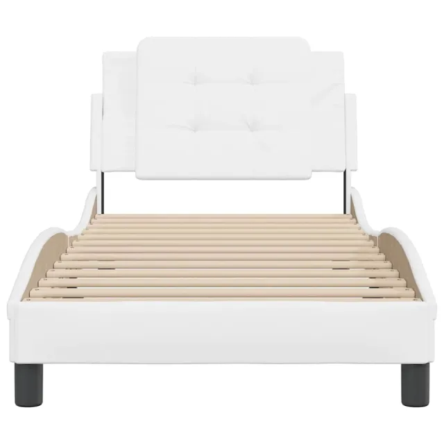 Cadre de lit sans matelas Zadar blanc 90x190 cm similicuir
