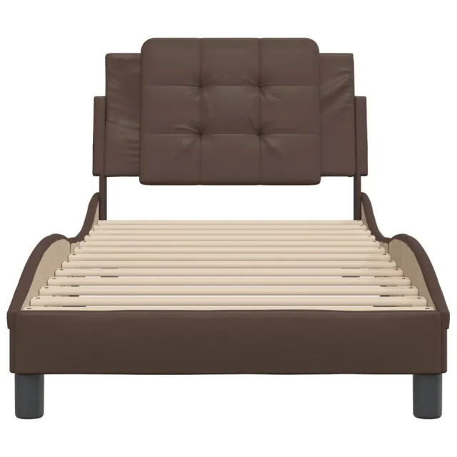 Cadre de lit sans matelas Zadar marron 90x190 cm similicuir