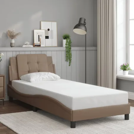 Cadre de lit sans matelas Zadar cappuccino 90x190 cm similicuir