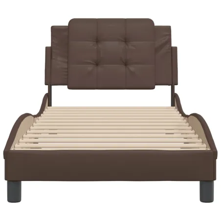 Cadre de lit sans matelas Zadar marron 90x200 cm similicuir