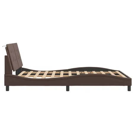 Cadre de lit sans matelas Zadar marron 120x200 cm similicuir