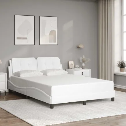 Cadre de lit sans matelas Zadar blanc 140x190 cm similicuir