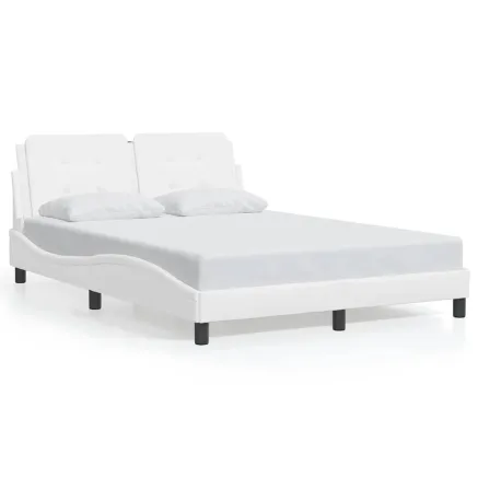 Cadre de lit sans matelas Zadar blanc 140x190 cm similicuir 2