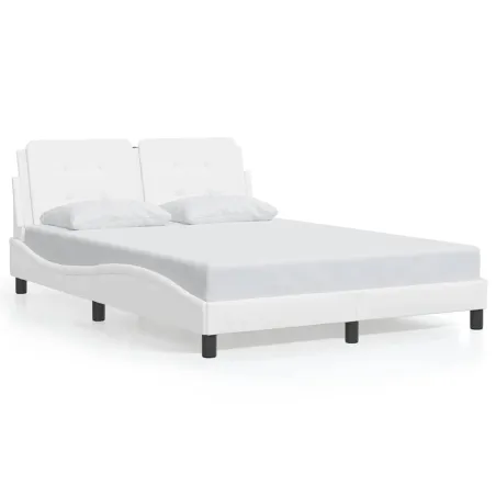 Cadre de lit sans matelas Zadar blanc 140x190 cm similicuir