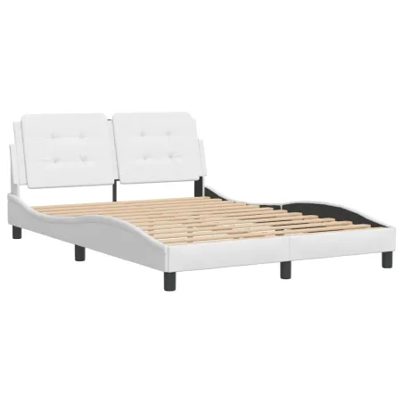 Cadre de lit sans matelas Zadar blanc 140x190 cm similicuir