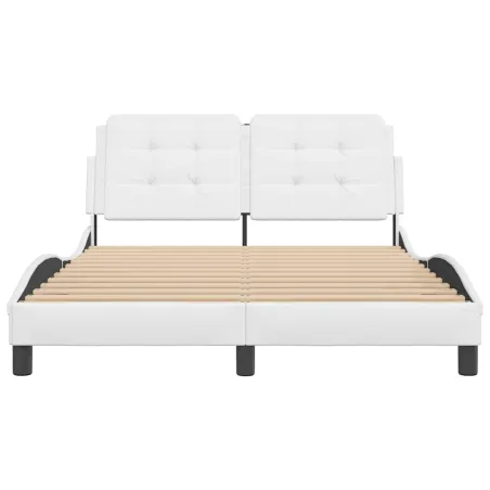 Cadre de lit sans matelas Zadar blanc 140x190 cm similicuir