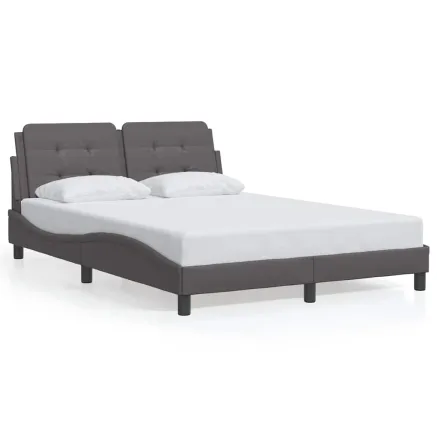 Cadre de lit sans matelas Zadar gris 140x190 cm similicuir 2