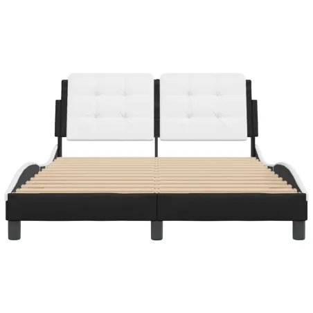 Cadre de lit sans matelas Zadar noir et blanc 140x190 cm similicuir