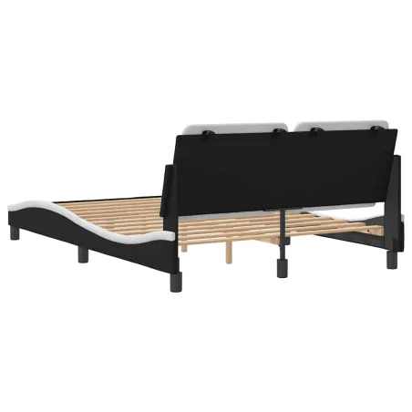 Cadre de lit sans matelas Zadar noir et blanc 140x190 cm similicuir